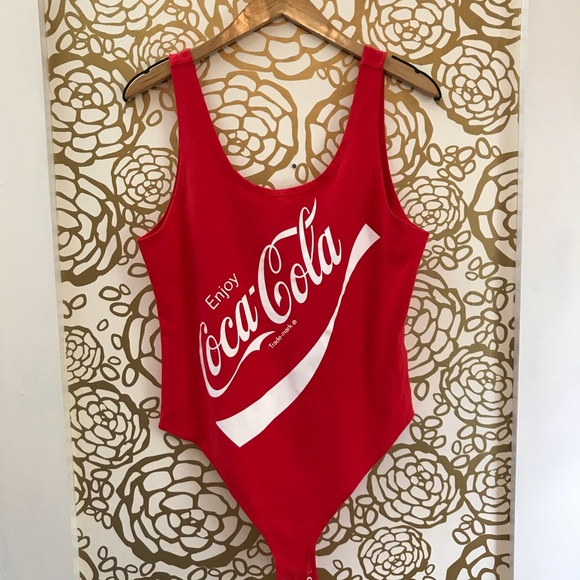 Coco Cola Logo Red Sleeveless Tight Bodysuit - Picture 2 of 7